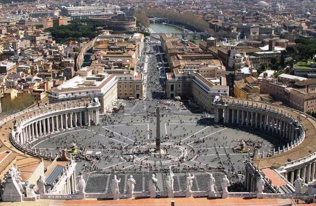 Basílica de São Pedro no Vaticano vista de cima