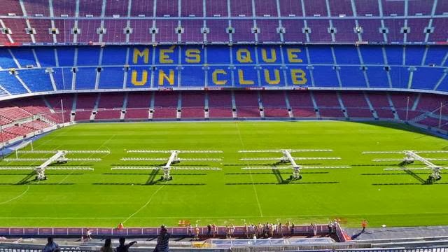 Arquibancada do Estádio Camp Nou em Barcelona na Espanha