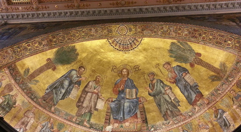 Pintura no interior da Basílica de São Paulo Extramuros em Roma
