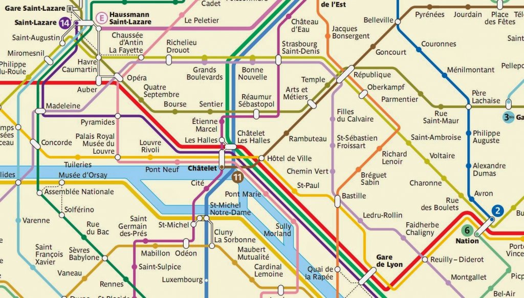 Mapa do metrô em Paris