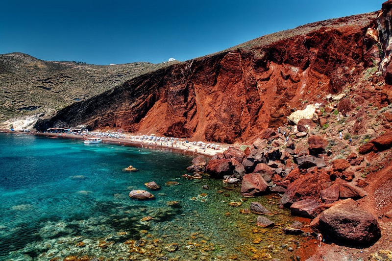 Red Beach na ilha de Santorini