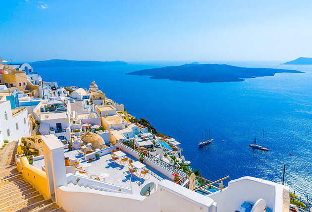 Cidade de Fira em Santorini na Grécia