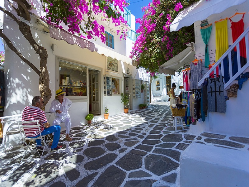 Rua de Chora na ilha de Mykonos