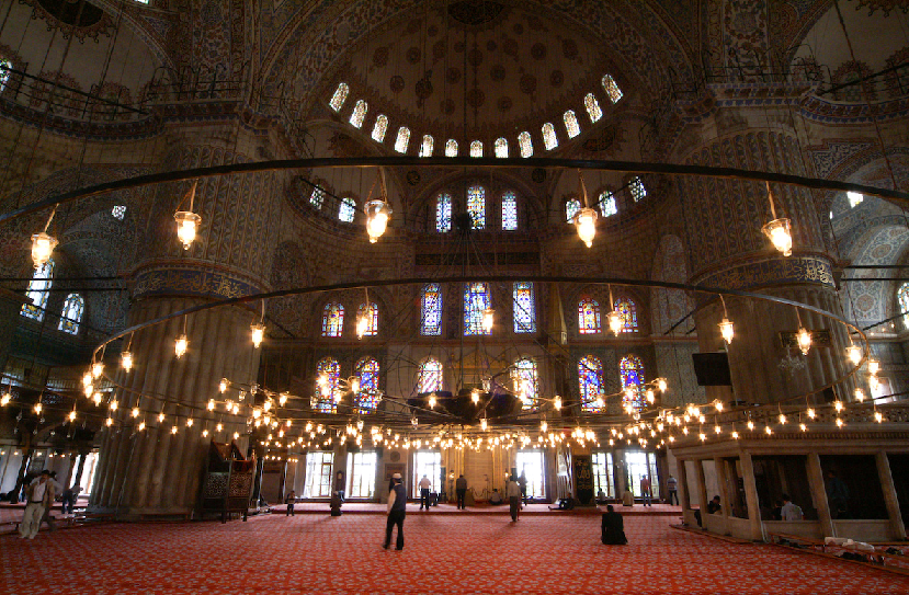 Interior da Mesquita Azul em Istambul